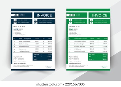 Business corporate creative invoice template. Business invoice for your business, print ready invoice template.