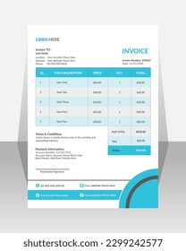 Business corporate creative invoice template. Business invoice for your business, print ready 
invoice template. 