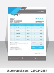 Business corporate creative invoice template. Business invoice for your business, print ready 
invoice template. 
