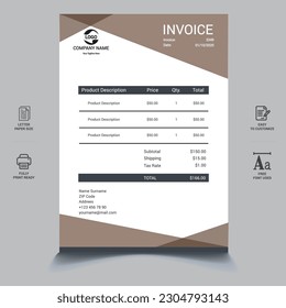 Business corporate creative invoice template. Business invoice for your business, print ready invoice template.