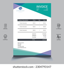 Business corporate creative invoice template. Business invoice for your business, print ready invoice template.