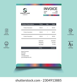 Business corporate creative invoice template. Business invoice for your business, print ready invoice template.