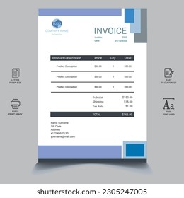 Business corporate creative invoice template. Business invoice for your business, print ready invoice template.