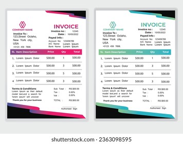 Business corporate creative invoice template. Business invoice for your business, print ready invoice template.geometric invoice template design in minimal style template vector design