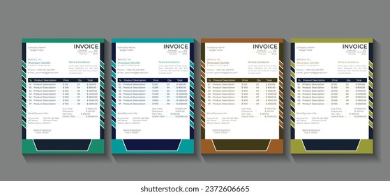 Business corporate creative invoice template. Creative invoice template vector. business stationery design payment agreement design template