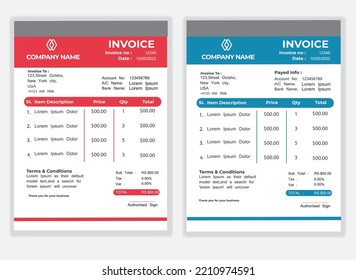 Business corporate creative invoice template.vector Design. Corporate Invoice. Modern, Minimalist Invoice for you brand identity design. Vector illustration