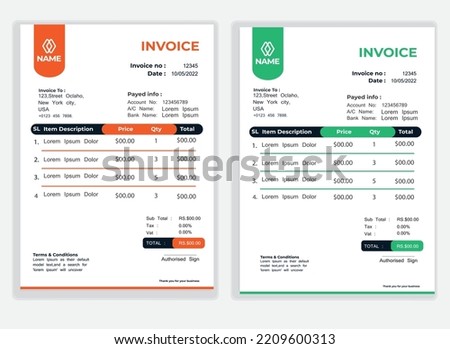 Business corporate creative invoice template.vector Design. Corporate Invoice. Modern, Minimalist Invoice for you brand identity design. Vector illustration