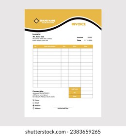 Business Corporate Creative Yellow Invoice Template.