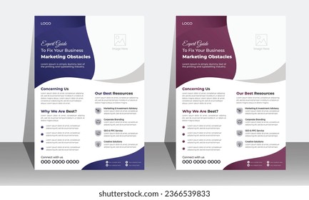 Business Corporate Curved Simple and Clean Vector Flyer Template.