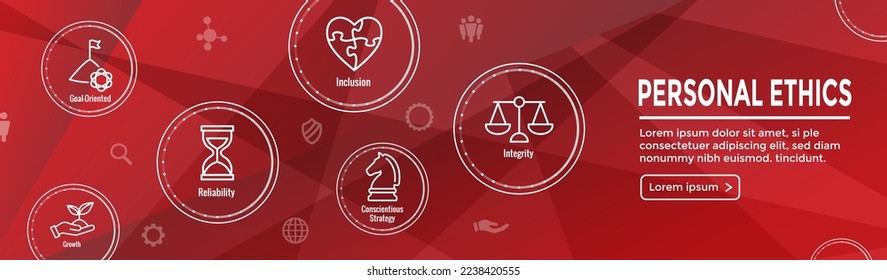 Business and Corporate Ethics Showing Company Values Icon Set and Web Header Banner