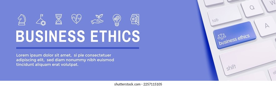 Business and Corporate Ethics Showing Company Values Icon Set and Web Header Banner