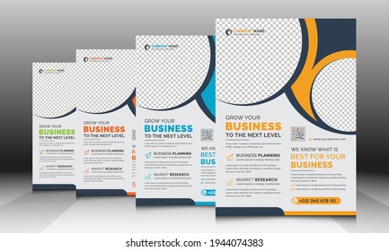 Diseño de hojas de folletos con vectores de volante empresarial con formas redondeadas creativas