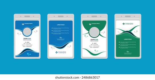 Business corporate id card with clean creative modern style concept in blue and green colors