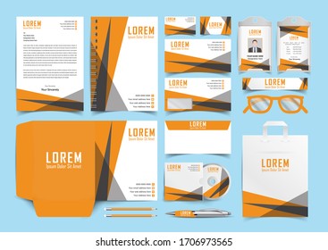 Business corporate identity template set. Vector mock up for office. Brochure flier design template