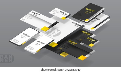 Business corporate identity template set. Mockup for office. Vector illustration