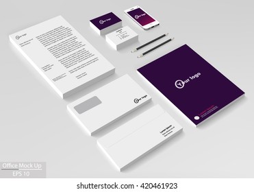 Business corporate identity template set. Vector mock up for office. Brochure flier design template