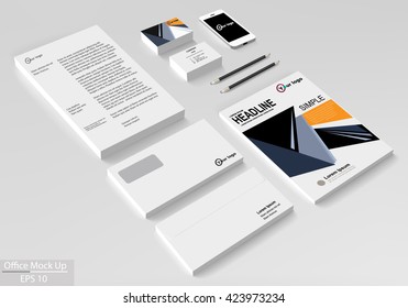 Business corporate identity template set. Vector mock up for office. Brochure flier design template - Shutterstock ID 423973234