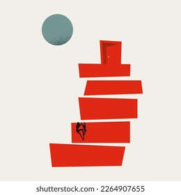 Business corporate ladder career climb, vector concept. Symbol of success, growth, opportunity. Minimal design eps10 illustration