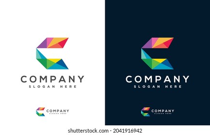 Business corporate letter C logo design. Colorful letter C logo for technology