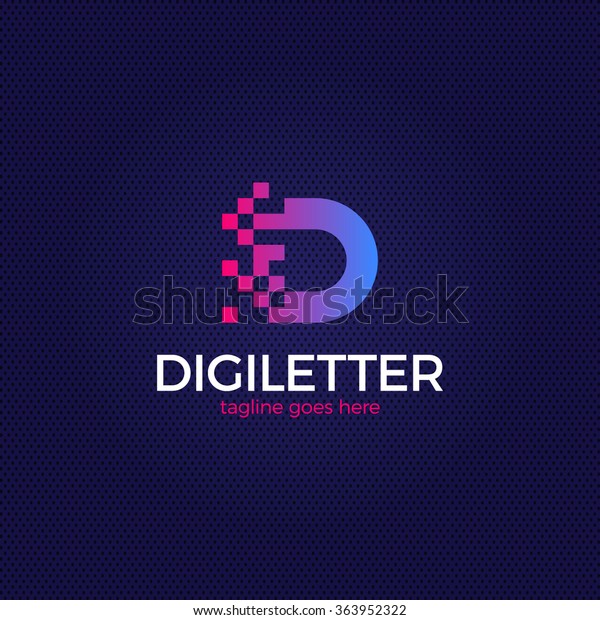 Business\
corporate letter D logo design vector. Colorful digital letter icon\
template for technology. Pixel\
logotype