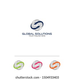 Business corporate letter S logo design template. With the concept of a globe Simple and clean flat design of letter S logo vector template. for business, logistic company.