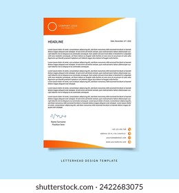 Business and corporate letterhead modern gradient orange layout design - A4 size ratio