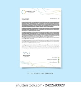 Business and corporate letterhead modern wave lines layout design - A4 size ratio
