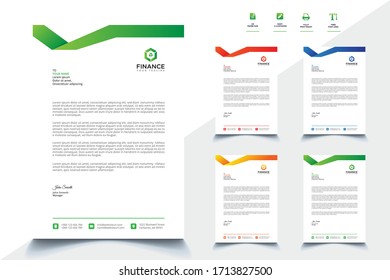 Business Corporate Letterhead Vector Design with 4 Color Variation
