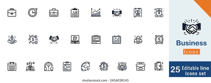 Business corporate line symbols set