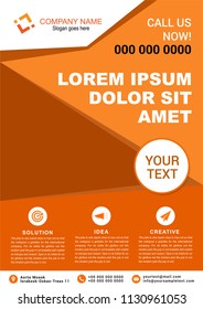 Business corporate orange flyer template. Vector illustration.
