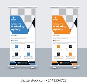 Business corporate roll up banner design, Creative roll up banner template, Vector illustrator
