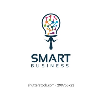 Business corporate smart business  logo design template. Simple and clean flat design of bulb illustration vector .