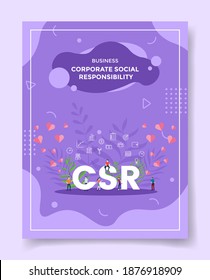 business corporate social responsibility csr people around word csr for template of banners, flyer, books cover, magazines with liquid shape style