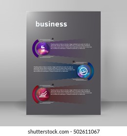 Business corporate template vector illustration EPS 10. Abstract background for chart process service your company, for stages new business: investment, implementation, manufacturing, financial risk