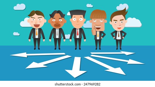 Business corporation choice concept flat character