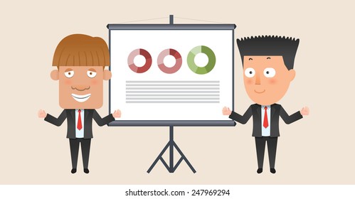 Business corporation presentation concept flat character