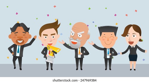 Business corporation winners concept flat character