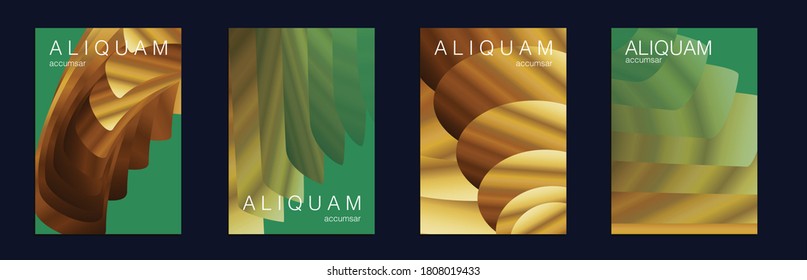 Business Cosmic Background. Fluid Minimal Designs. Abstract Metal Vector Template. Vintage Paper Gradient Texture. Light Stylish Luxury Flyer. Golden Liquid Texture. Green, Aqua Menthe and Gold