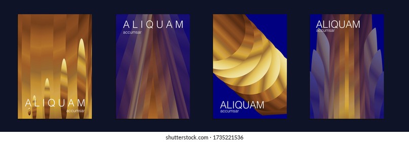Business Cosmic Background. Golden Liquid Texture. Vintage Paper Gradient Texture. Light Stylish Luxury Flyer. Classic Blue, Indigo and Gold Fluid Minimal Designs. Abstract Metal Vector Template.