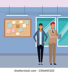business couple avatar cartoon character in the office