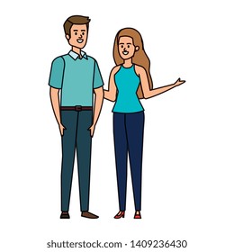 business couple avatars characters vector illustration