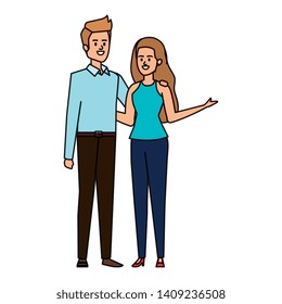 business couple avatars characters vector illustration