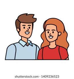 business couple avatars characters vector illustration