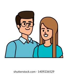 business couple avatars characters vector illustration