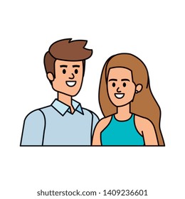 business couple avatars characters vector illustration