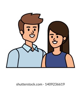business couple avatars characters vector illustration