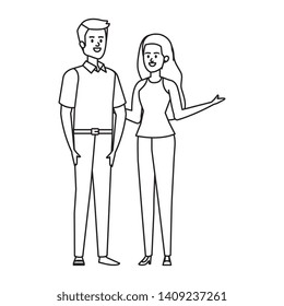 business couple avatars characters vector illustration