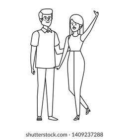 business couple avatars characters vector illustration