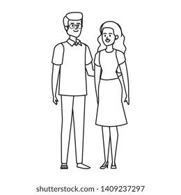 business couple avatars characters vector illustration