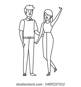 business couple avatars characters vector illustration